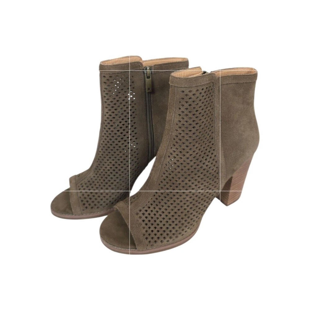 Lucky Brand Lakyn Women’s Shoes Suede Peep Toe Booties Brown Size 9.5M Taupe